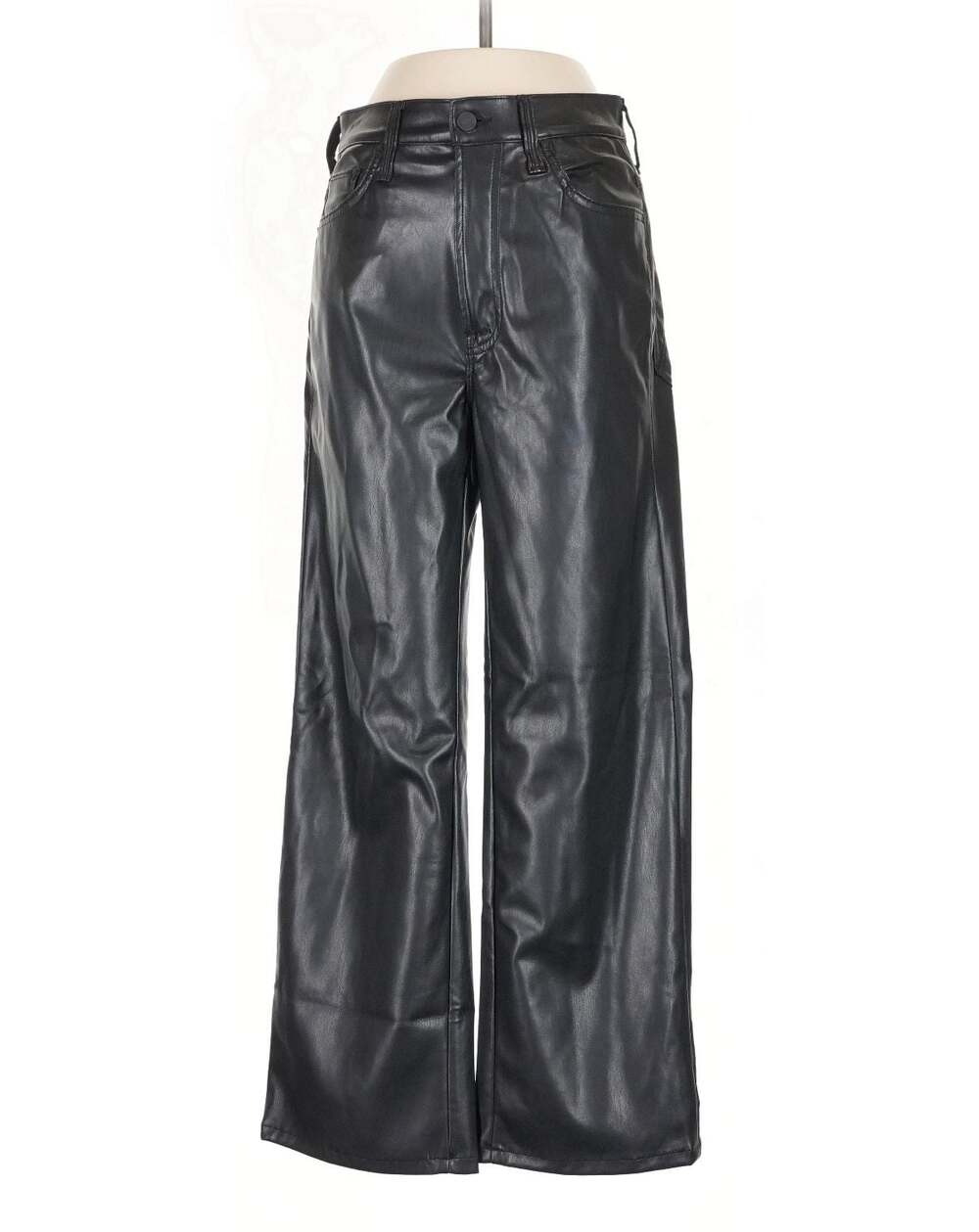MOTHER The Hustler Roller Skimp Vegan Leather Wide Leg Pants Size 26